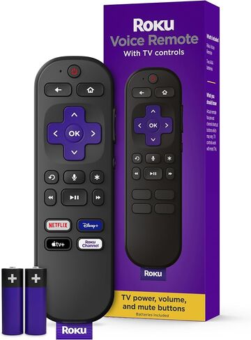 Roku Voice Remote, Replacement TV Remote Control | Voice Control, Simple Setup, & Pre-Set App Shortcuts - Compatible with Roku TV, Players, & Audio Devices in Kuwait