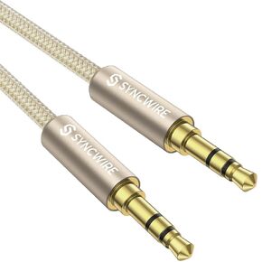 Syncwire 3.5mm Nylon Braided Aux Cable (3.3ft/1m,Hi-Fi Sound), Audio Auxiliary Input Adapter Male to Male Cord for Headphones, Car, Home Stereos, Speaker, iPhone, iPad, iPod, Echo & More – Black in Saudi Arabia