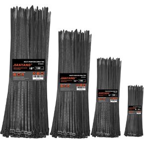 Zip Ties Assorted Size,8+12+14+18 Inch Double Sided Toothed,100 LBS Tensile Strength Heavy Duty Cable Wire Ties With Self-Locking Adjustable More Durable Nylon Tie Wraps for Indoor Outdoor（400 Pack） in Saudi Arabia