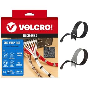 VELCRO Brand Reusable Cable Ties, Cord Management, 6in, Black, 100 Pack | Wire And Cable Management Straps For Electronics, Desks, Home Offices, Workstations And Gaming Setups; Adjustable in Saudi Arabia