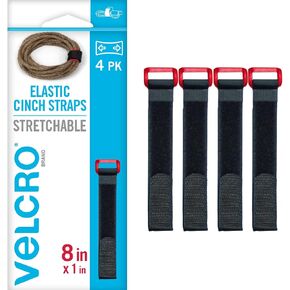 VELCRO Brand Elastic Cinch Straps with Buckle, 15in x 1in, Black, 4 Pack in Saudi Arabia