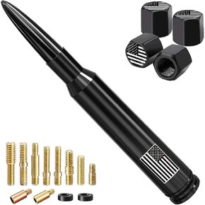 Truck Car Bullet Antenna with Valve Stem Caps Mast for GM Chevy Silverado 1500 2500 3500 HD Ford F150 F250 F350 Denali Heavy Pickup Jeep Truck Accessories (Chrome)-Car wash Safe in Saudi Arabia