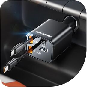 SUPERONE Retractable USB C Car Charger, 69W 4-in-1 Fast Charging Adapter in Saudi Arabia