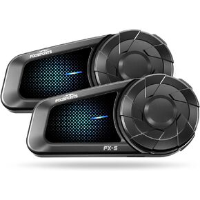 Fodsports FX-S Motorcycle Bluetooth Headset V5.4, 2-Way Helmet Intercom Communication System with IP67 Waterproof, CVC Noise Cancellation, Hands-Free Music/Call, 2 Type Mics, Black, 1 Pack in Kuwait