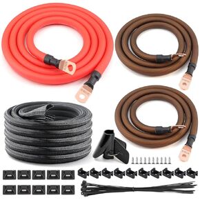 0 Gauge Wire 40FT (20FT Red/Black) Copper Clad Aluminum Battery Cable Kit | 1/0 AWG Battery Cable Amp Wiring Kit with Lugs Heat Shrink,Power Ground Cable for Car, RV Marine & Solar in Saudi Arabia