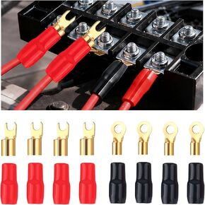 4 Gauge Wire Connectors 8PCS Kit (Fork & Round),Speaker Wire Connectors Strip Crimp Barrier Spade Terminal Connector with Red/Black Sleeves,4 Gauge Terminals for Car/Truck/Audio System in Saudi Arabia
