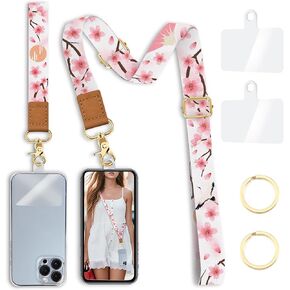 Yonlevres Phone Lanyard Crossbody Strap Wrist Neck Adjustable Women Flower | Cell Phone Lanyard for Travel Cruise Daily, Hands-free, Fit Keys ID Badge, for Full-coverage Phone Case, Accessories, Gifts in Saudi Arabia