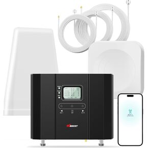 Hiboost Cell Phone Signal Booster for Home Office and Multi Room, Covers up to 8000 Sq Ft with 2 Indoor Antennas, Boost 5G 4G LTE for All US Carriers (Verizon, AT&T, T-Mobile etc), FCC & App Support in Saudi Arabia