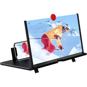 12" Screen Magnifier,3D HD Mobile Phone Magnifier Projector Screen Enlarger for Movies, Videos, and Gaming,Foldable Cell Phone Stand with Screen Amplifier,Gifts for Mom Dad(Black, 12inch) in Saudi Arabia