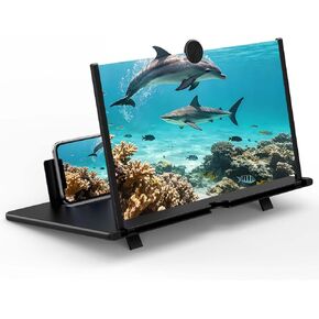 12" HD Screen Magnifier for Cell Phone,3D Cell Phone Magnifing Screen Enlarger Projector for Movies Videos and Gaming-Foldable Phone Stand Holder with Screen Amplifier Compatible with All Smartphones in Saudi Arabia