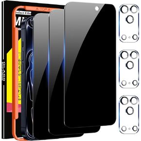 Milomdoi Privacy Screen Protector for iPhone 17 Pro Max, Tempered Glass | 3+3 Pack, 9H+ Hardness, Camera Lens Protector, Military Grade Shatterproof, Easy Installation, No Bubbles, Case Friendly in Saudi Arabia