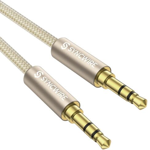 Syncwire 3.5mm Nylon Braided Aux Cable (3.3ft/1m,Hi-Fi Sound), Audio Auxiliary Input Adapter Male to Male Cord for Headphones, Car, Home Stereos, Speaker, iPhone, iPad, iPod, Echo & More – Black in Saudi Arabia