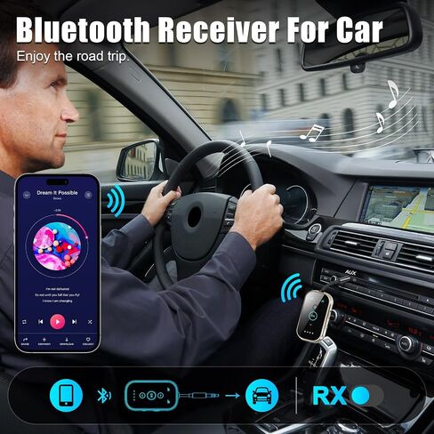 Bluetooth 5.4 Transmitter Receiver – Airplane/TV/Gym Wireless Audio Adapter | CNC metal & glass with Qualcomm aptX LL/HD, pairs with 2 AirPods/headphones for low-latency shared audio in Kuwait