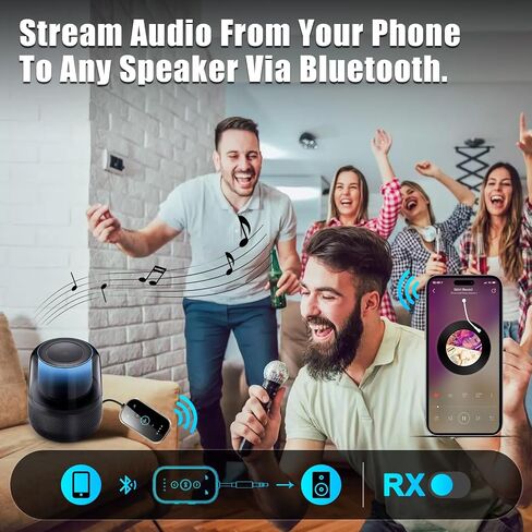 Bluetooth 5.4 Transmitter Receiver – Airplane/TV/Gym Wireless Audio Adapter | CNC metal & glass with Qualcomm aptX LL/HD, pairs with 2 AirPods/headphones for low-latency shared audio in Kuwait