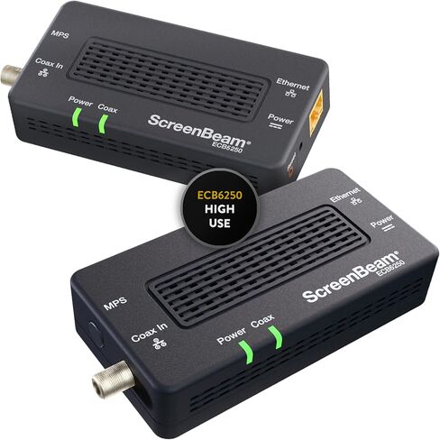 ScreenBeam ECB7250K02 Network Adapter Starter Kit Bonded MoCA 2.5 - Fastest | Ethernet Over Coax Network Adapter for Highest Speed Internet - MoCA Starter Kit for Streaming, Gaming, WFH - Very High Use in Saudi Arabia