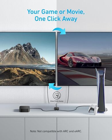 Anker HDMI Switch, 2 in 1 Out HDMI Switcher, Monitor Switch with 4K@60Hz | Smooth Finish, Supports HDR/3D/Dolby, for Laptops/PC/Xbox/PS5/PS4/Projector, and More in Kuwait