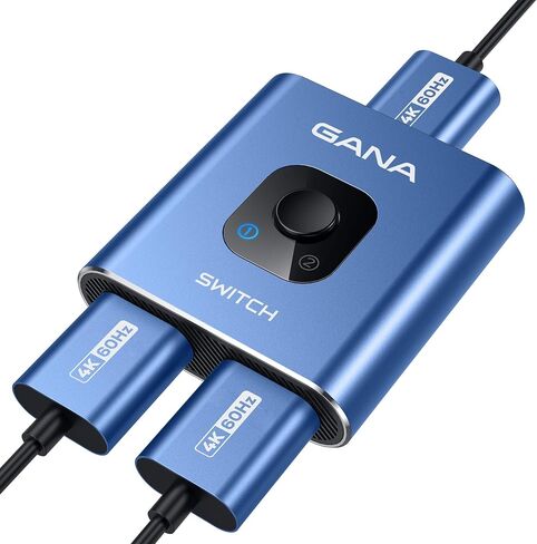HDMI Switch 4k@60hz Splitter, GANA Aluminum Bidirectional HDMI Switcher 2 in 1 Out, Manual HDMI Hub Supports HD Compatible with Xbox PS5/4/3 Blu-Ray Player Fire Stick Roku in Saudi Arabia