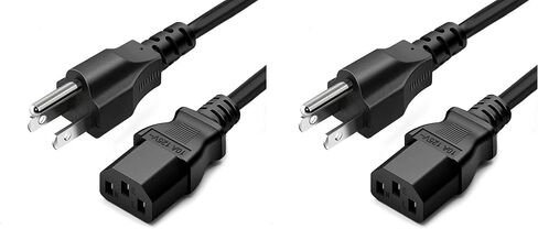 Standard 5ft (1.5m) 10 Amps 125 Volts Black 3 Prong AC Power Cord Cable for Electronics, TV, Computer, Printer, Radio, Monitor, Samsung, Dell, Vizio, LG, Asus, Laptop and More in Saudi Arabia