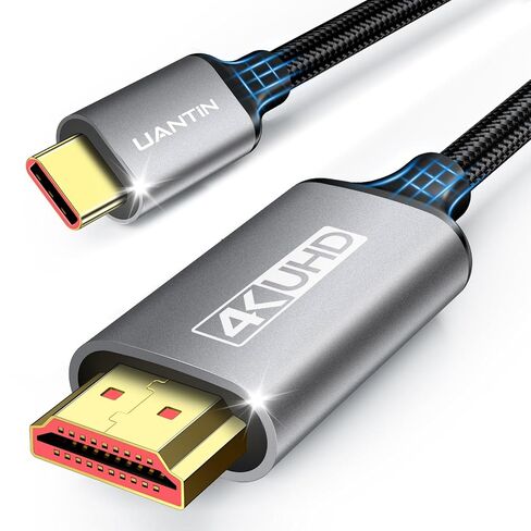 كابل UANTIN USB C إلى HDMI بطول 6 أقدام للمكتب المنزلي 4K عالي السرعة | سلك USBC إلى HDMI مجدول [متوافق مع Thunderbolt 3/4/5] مع MacBook Neo، Galaxy S9 إلى S25، iPhone 17 Pro/Max، iPad، Surface in Kuwait
