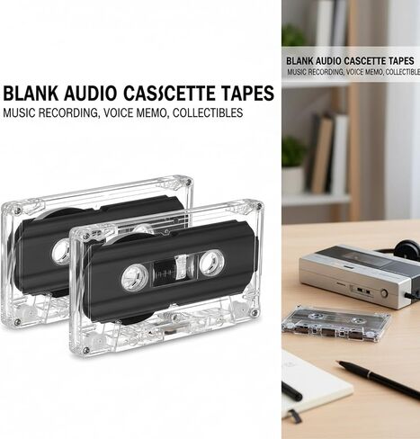 2 Pack Blank Cassette Tapes 60 Minutes Clear Audio Recording Tape with Plastic Storage Case for Music Speech Collectors in Saudi Arabia