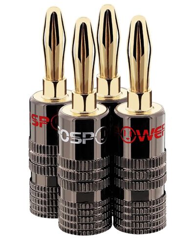 FosPower Banana Plugs 12 Pairs / 24 pcs, Closed Screw 24K Gold Plated Speaker Plug Connectors for Speaker Wire, Wall Plate, Home Theater, Audio/Video Receiver, Amplifiers and Sound Systems | Closed screw 24K gold-plated banana plugs (12 pairs / 24 pcs) fo in Saudi Arabia