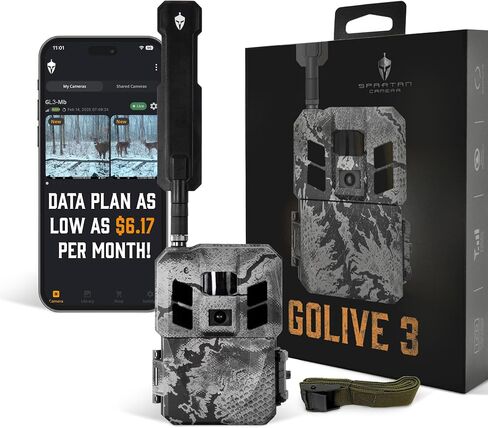 Spartan Camera GoLive3 أفضل كاميرا للصيد، بث مباشر، زاوية واسعة 96 درجة، تنشيط الحركة، صور FHD عند الطلب ومقاطع فيديو 1080 بكسل، بطارية ليثيوم مدمجة، فلاش IR التعتيم، نظام تحديد المواقع العالمي (GPS)، مقاوم للطقس in Kuwait