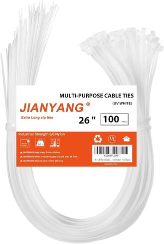 18 Inch Zip Ties Double Sided Toothed,120 LBS Tensile Strength Heavy Duty Cable Wire Ties With Self-Locking Adjustable More Durable Nylon Tie Wraps for Indoor Outdoor White（100 Pack） in Saudi Arabia