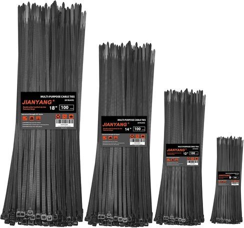 Zip Ties Assorted Size,8+12+14+18 Inch Double Sided Toothed,100 LBS Tensile Strength Heavy Duty Cable Wire Ties With Self-Locking Adjustable More Durable Nylon Tie Wraps for Indoor Outdoor（400 Pack） in Saudi Arabia