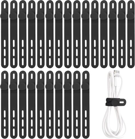 Oligei 25 Pcs Silicone Cable Ties, Cable Ties Reusable, High Elasticity Cord Wraps for Electrical Cords, Cord Organizer for Earphone, Phone Charger(Colorful) in Saudi Arabia