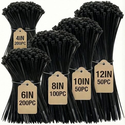 Cable Zip Ties,600 Piece Self-Locking Nylon Cable Ties,Assorted Sizes 4+6+8+10+12-Inch,Multi-Purpose Wire Management Plastic Ties,Perfect for Home,Garden,Office,Travel and Workshop.White in Saudi Arabia