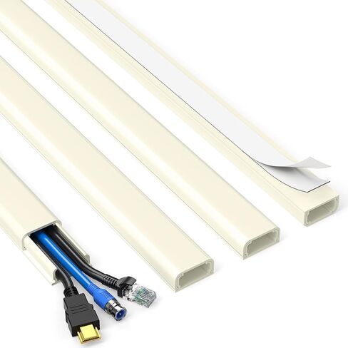 Delamu TV Cord Hider, Cord Covers for 2-3 Wires on Wall, Paintable Cable Hider Wire Covers for Cords, Easier Setup Wire Hiders for TV on Wall, Cable Cover Management to Hide Wires, W0.94H0.47in, White in Saudi Arabia
