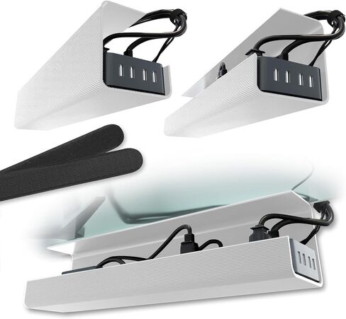 No-Screw Under Desk Cable Management Tray - Self-Adhesive Installation, Cord Management, Cable Tray, Under Desk Wire Organizer - White Set of 2 in Saudi Arabia