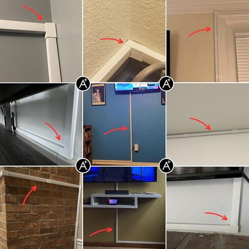 Cord Cover Full Kit, 26ft/315in Self-Adhesive Cable Raceway, 20 Snap-On Channels, Wire Hider for TV, HDMI & Speaker Cables, Includes Connectors & Corners, Paintable Cable Management, White in Saudi Arabia