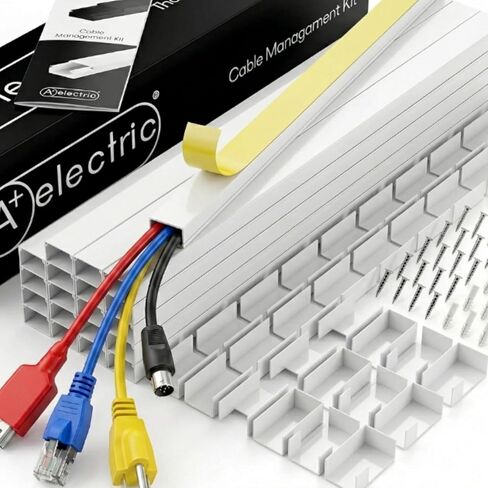 Cord Cover Full Kit, 26ft/315in Self-Adhesive Cable Raceway, 20 Snap-On Channels, Wire Hider for TV, HDMI & Speaker Cables, Includes Connectors & Corners, Paintable Cable Management, White in Saudi Arabia
