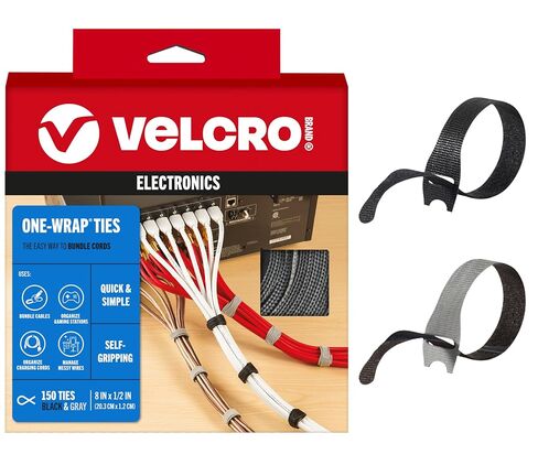 VELCRO Brand Reusable Cable Ties, Cord Management, 6in, Black, 100 Pack | Wire And Cable Management Straps For Electronics, Desks, Home Offices, Workstations And Gaming Setups; Adjustable in Saudi Arabia