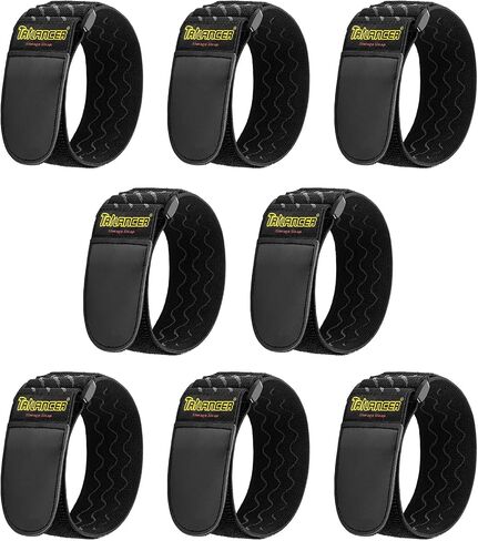 Trilancer Elastic Cinch Straps with Anti-Slip Strips, 12'' x 2'' (8 Pack) | Heavy Duty Multipurpose Hook and Loop Straps for Extension Cords, Cables, Ropes, Hoses, Bikes, Pant Garters in Saudi Arabia