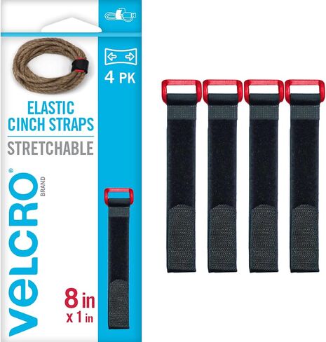 VELCRO Brand Elastic Cinch Straps with Buckle, 15in x 1in, Black, 4 Pack in Saudi Arabia