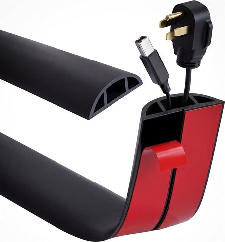 3-Channel 10ft Floor Cord Cover with Anti-Slip Base & Yellow Warning Strips in Saudi Arabia