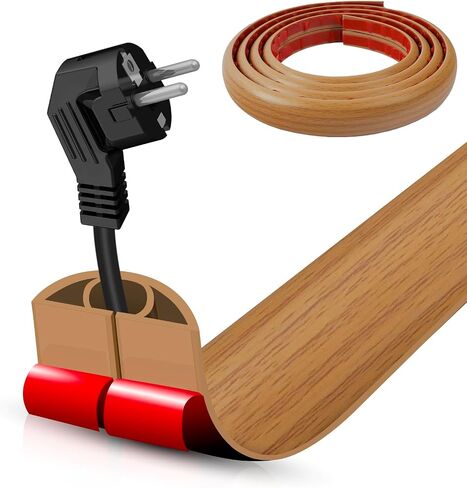 Floor Cord Cover Self Adhesive Cord Hider,10FT Cable Management, Extension Strip Protector for Wires, Prevent Cable Trips for Offices, Gyms, Exhibitions Cavity:0.39"(W) x 0.27"(H) Gray Wood in Kuwait