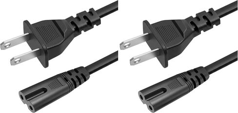 AC 2 Prong C8 Power Cord 5ft Standard 2-Slot for TV PS4 PS5 Speaker Monitor Xbox Wall Power Cable Replacement Black in Saudi Arabia
