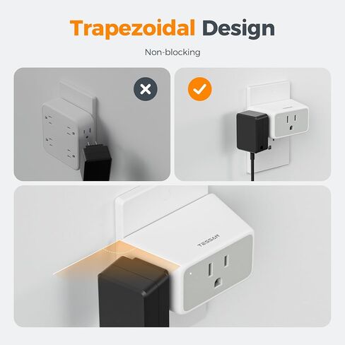 TESSAN Multi Plug Wall Outlet Extender 2 Packs with 3 Plug Wall Adapter in Kuwait