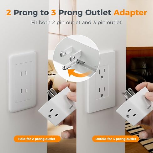 TESSAN Multi Plug Wall Outlet Extender 2 Packs with 3 Plug Wall Adapter in Kuwait