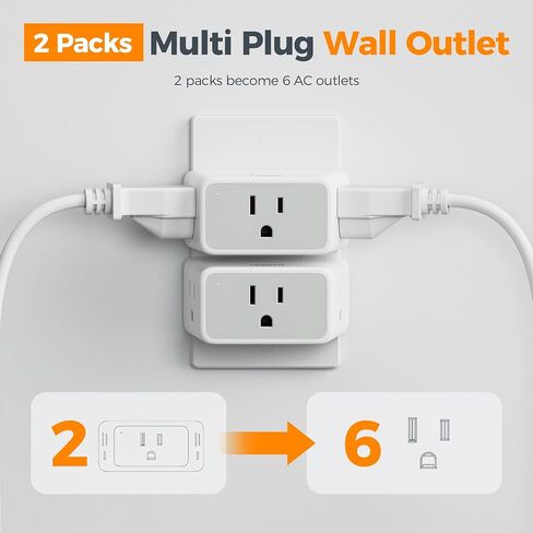 TESSAN Multi Plug Wall Outlet Extender 2 Packs with 3 Plug Wall Adapter in Kuwait