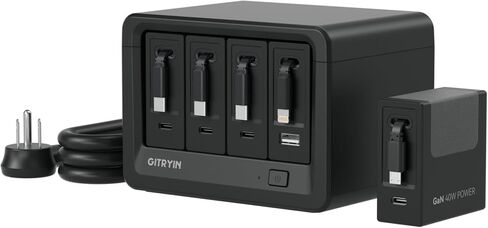 12-in-1 Desktop Charging Station, 160W USB Retractable GaN Charger | Modular Charging Hub for Apple, 3 Retractable Type-C Chargers, 1 Lightning, 4 AC, 3 USBC, 1 USBA, 33.5in Retractable Cables in Saudi Arabia