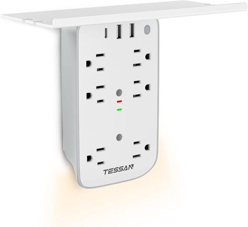 TESSAN Wall Outlet Extender with Shelf and Dimmable Night Light, in Kuwait