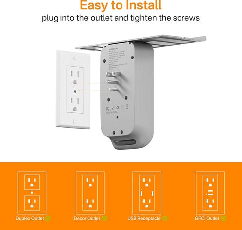 TESSAN Wall Outlet Extender with Shelf and Dimmable Night Light, in Kuwait