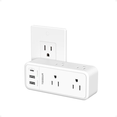 TESSAN 1800J Surge Protector Outlet Extender with 360 Rotating Plug, White in Kuwait