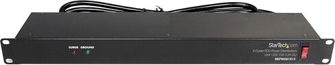 StarTech.com 8 Outlet Horizontal 1U Rack Mount PDU Power Strip for Network Server Racks - Surge Protection - 120V/15A - w/ 6ft Power Cord (RKPW081915) | Power strip for network server racks, Surge protection, Rugged steel chassis, LED ground and surge ind in Kuwait