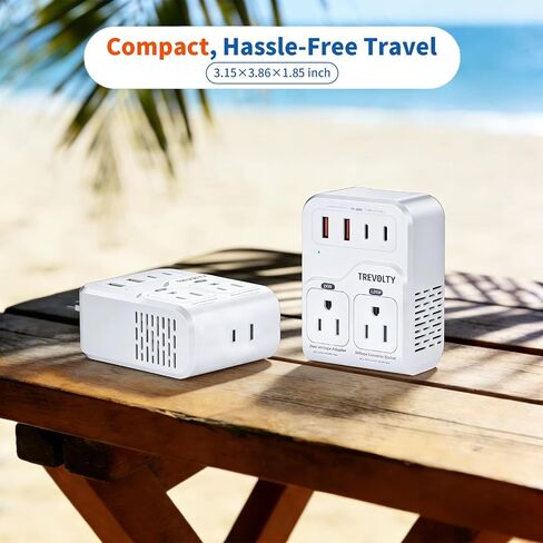 2000W Voltage Converter US to Europe for Hair Dryers, 220V to 110V Converter for European Travel with 3 AC/2 USBA/2 USBC Ports (PD20W), 7-in-1 European Travel Adapter in Kuwait