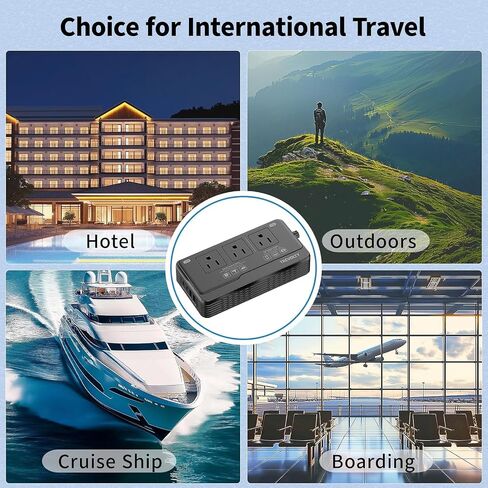 2000W Voltage Converter US to Europe for Hair Dryers, 7-in-1 220V to 110V Converter for European Travel with 3 AC/2 USBA/2 USBC Ports, Power Converter Adapter Combo with Type G/C/I/L Plugs in Kuwait